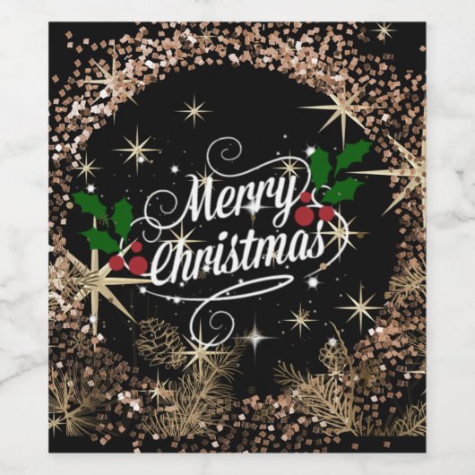 Merry Christmas, sparkle, glitter and shine,  Wijn Etiket (Enkel label)