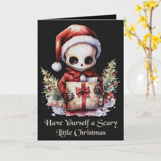 Merry Christmas Spooky Gothic Kaart (Gele Bloem)