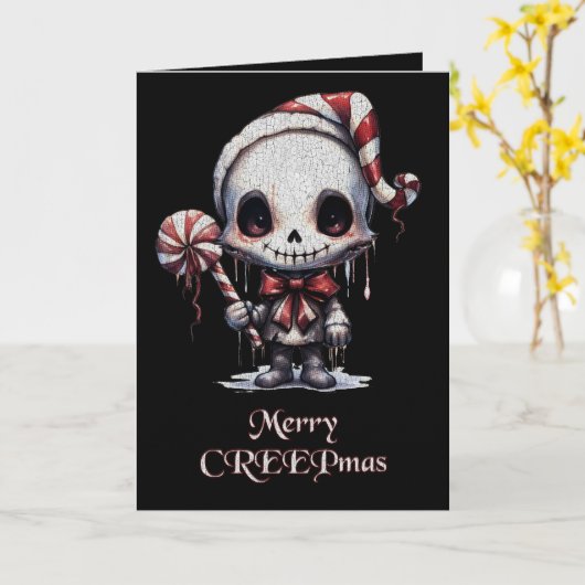 Merry Christmas Spooky Gothic Kaart (Gele Bloem)