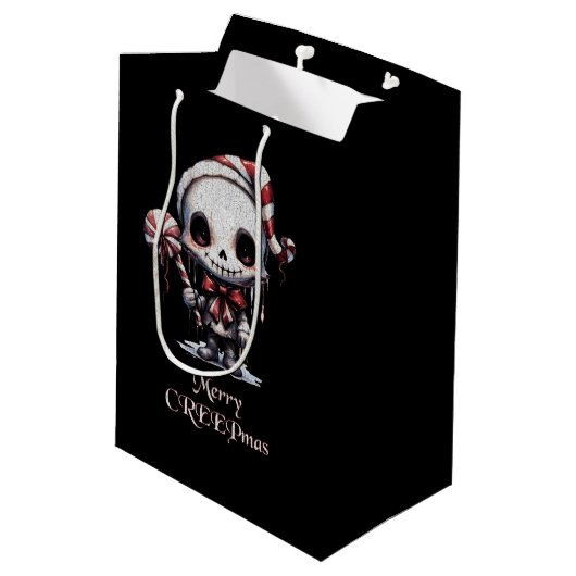 Merry Christmas Spooky Gothic Medium Cadeauzakje (Achterkant Gekanteld)