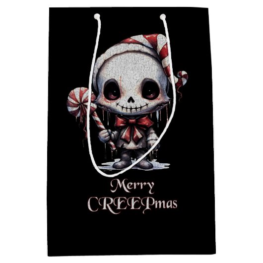 Merry Christmas Spooky Gothic Medium Cadeauzakje (Voorkant)