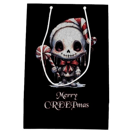 Merry Christmas Spooky Gothic Medium Cadeauzakje (Achterkant)