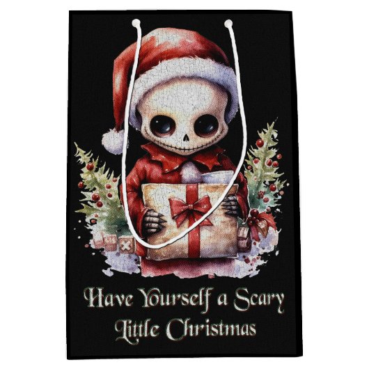 Merry Christmas Spooky Gothic Medium Cadeauzakje (Voorkant)