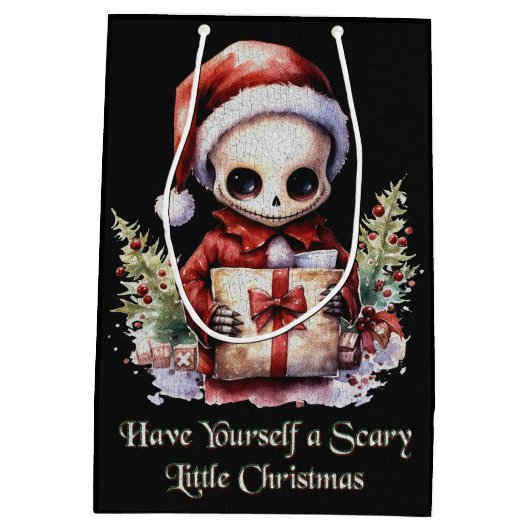 Merry Christmas Spooky Gothic Medium Cadeauzakje (Achterkant)