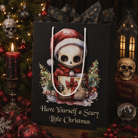 Merry Christmas Spooky Gothic Medium Cadeauzakje