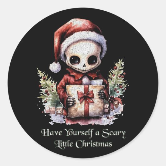 Merry Christmas Spooky Gothic Ronde Sticker (Voorkant)