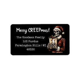 Merry Christmas Spooky Skelet Gothic Etiket