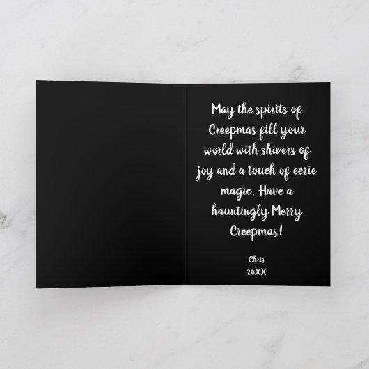 Merry Christmas Spooky Skelet Gothic Kaart (Binnen)