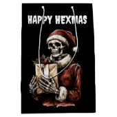 Merry Christmas Spooky Skelet Gothic Medium Cadeauzakje (Voorkant)