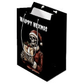 Merry Christmas Spooky Skelet Gothic Medium Cadeauzakje (Voorkant Gekanteld)