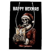 Merry Christmas Spooky Skelet Gothic Medium Cadeauzakje (Achterkant)