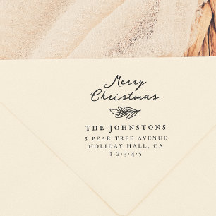 Merry Christmas Spring Botanical retouradres Rubberstempel