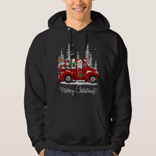 Merry Christmas Squad Santa Face Mask Red Truck Fr Hoodie (Voorkant)
