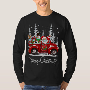 Merry Christmas Squad Santa Face Mask Red Truck Fr T-shirt