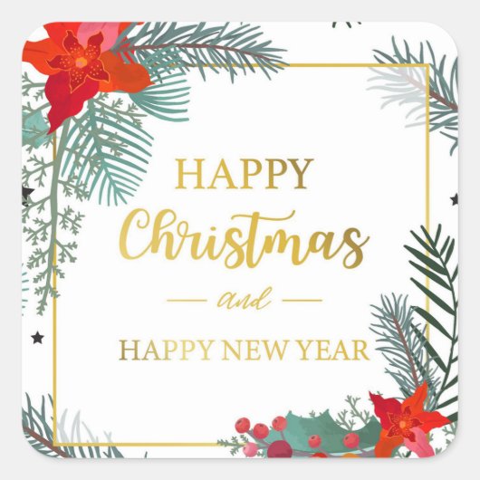 Merry Christmas Square Sticker (Voorkant)