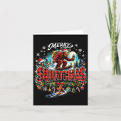 Merry Christmas Squatchmas Funny Bigfoot Snowboard Kaart (Voorkant)