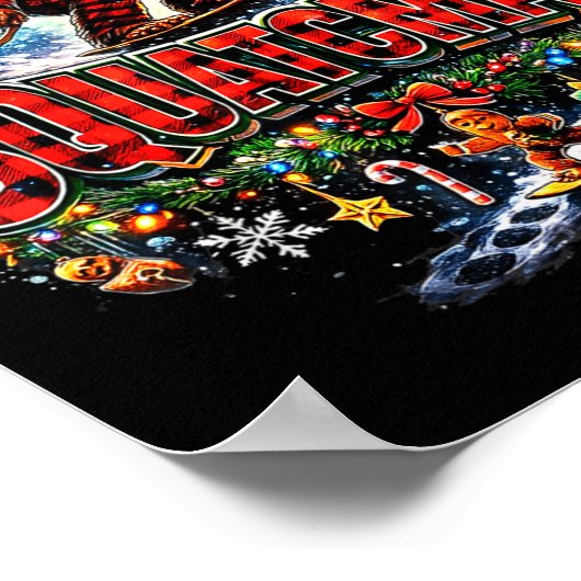 Merry Christmas Squatchmas Funny Bigfoot Snowboard Poster (Hoek)