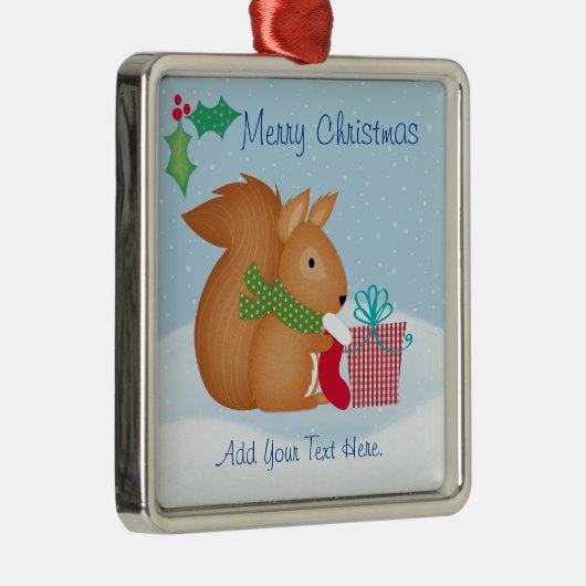 Merry Christmas Squirrel Ceramic Ornament (Rechts)