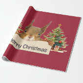 Merry Christmas Squirrel Two Christmas Trees Cadeaupapier (Uitgerold)