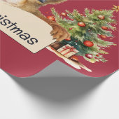 Merry Christmas Squirrel Two Christmas Trees Cadeaupapier (Hoek)