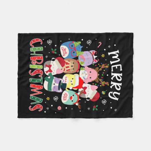 Merry Christmas Squish Squad Mallow Girls Boys Kin Fleece Deken (Voorkant (Horizontaal))