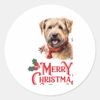 Merry Christmas Staffordshire Bull Terrier Ronde Sticker
