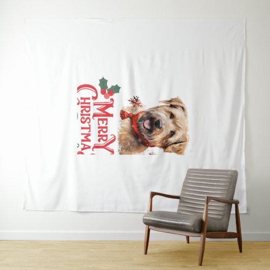 Merry Christmas Staffordshire Bull Terrier Wandkleed (In Situ (horizontaal))