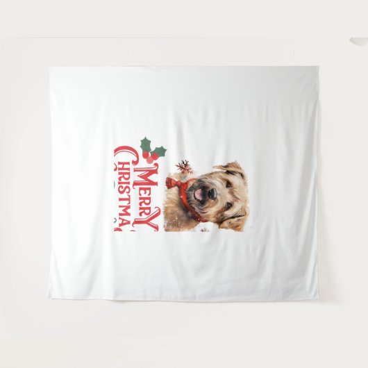 Merry Christmas Staffordshire Bull Terrier Wandkleed (Voorkant (horizontaal))