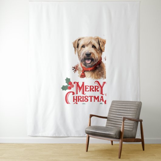 Merry Christmas Staffordshire Bull Terrier Wandkleed (In situ)
