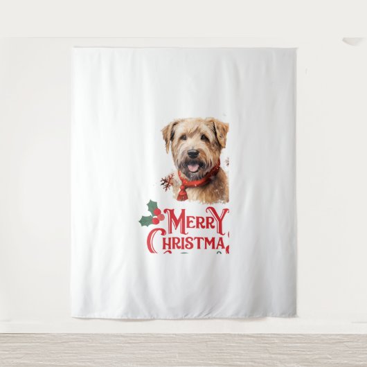 Merry Christmas Staffordshire Bull Terrier Wandkleed (Voorkant)