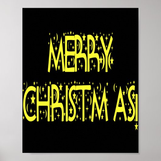 Merry Christmas Starry Night Font Girls Boys T Shi Poster (Voorkant)