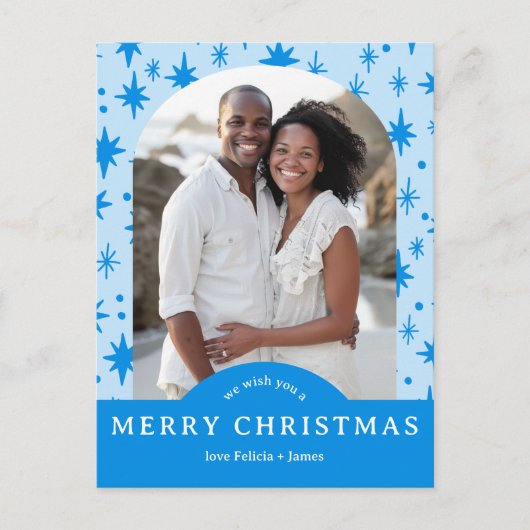 MERRY CHRISTMAS Stars Holiday CUSTOM Arch PHOTO Briefkaart (Voorkant)