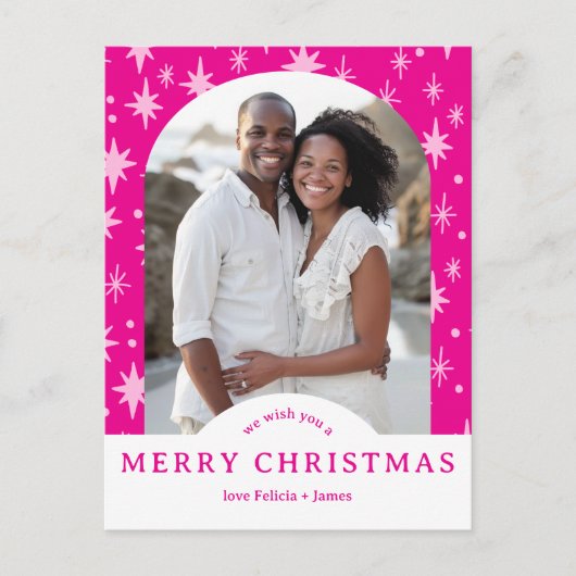 MERRY CHRISTMAS Stars Holiday CUSTOM Arch PHOTO Briefkaart (Voorkant)