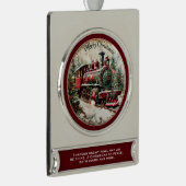 Merry Christmas Steam Train – Festive Journey Verzilverd Banner Ornament (Rechts)