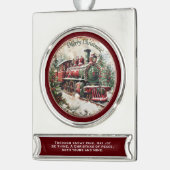 Merry Christmas Steam Train – Festive Journey Verzilverd Banner Ornament (Links)