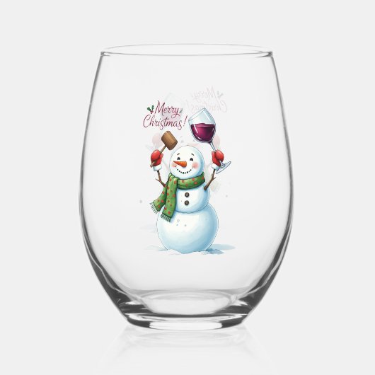 Merry Christmas Stemless Wijnglas Zonder Voet (Voorkant)