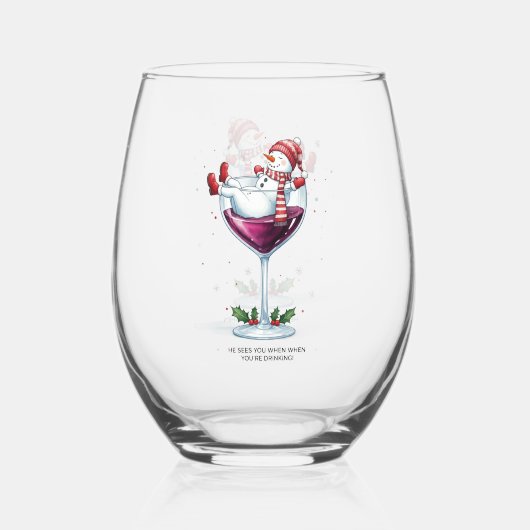 Merry Christmas Stemless Wijnglas Zonder Voet (Voorkant)