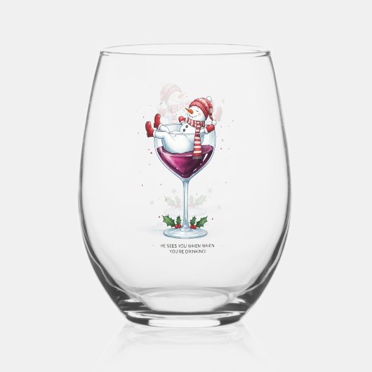 Merry Christmas Stemless Wijnglas Zonder Voet (Achterkant)