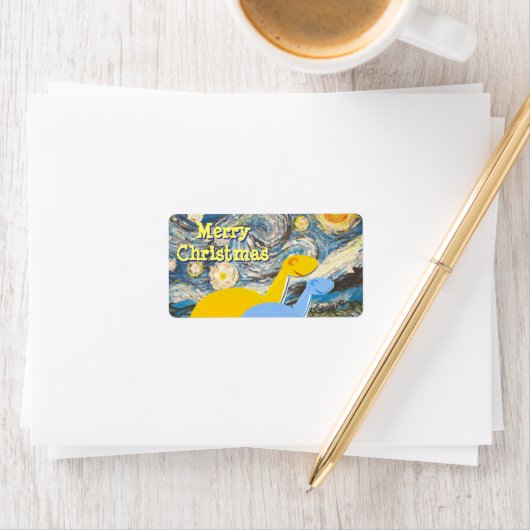 Merry Christmas Sterrennacht Dinos Label Stickers (Insitu)