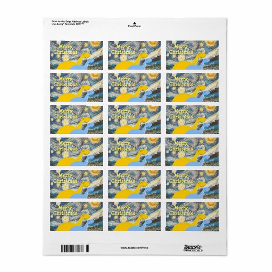 Merry Christmas Sterrennacht Dinos Label Stickers (Full Sheet)