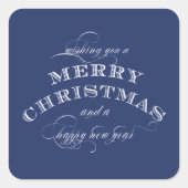 MERRY CHRISTMAS STICKER BLAUW (Voorkant)