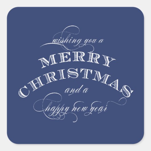 MERRY CHRISTMAS STICKER BLAUW (Voorkant)