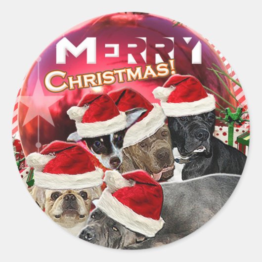 Merry Christmas Sticker (Dog Edition) (Voorkant)
