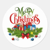 Merry Christmas Sticker – Festive Gifts & Pine Gar (Voorkant)