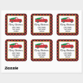 Merry Christmas Sticker Labels Red Plaid Truck (Vel)