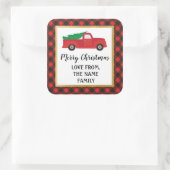 Merry Christmas Sticker Labels Red Plaid Truck (Tas)