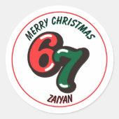 Merry Christmas Sticker Numbers 6 & 7 Custom Name (Voorkant)