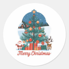 Merry Christmas Sticker: vrolijk nieuw model Ronde Sticker