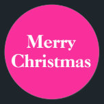 Merry Christmas Stickers Elegant Script Roze<br><div class="desc">Merry Christmas Hot Pink Ronde Stickers met stijlvol wit script op Hot Pink achtergrond. Ronde sticker set van 20 stickers. 30 dagen geld terug garantie. Wordt wereldwijd snel verzonden.. Vrolijke Kerstmis Ronde Stickers met prachtig decoratief Wit Script op Hot Pink achtergrond., gemaakt door originele artiest RjFxx gehuldigd met 237 kunst...</div>