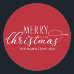 Merry Christmas Stickers Modern Rood Wit Lettered<br><div class="desc">Merry Christmas Stickers Modern Rood Wit Lettered</div>